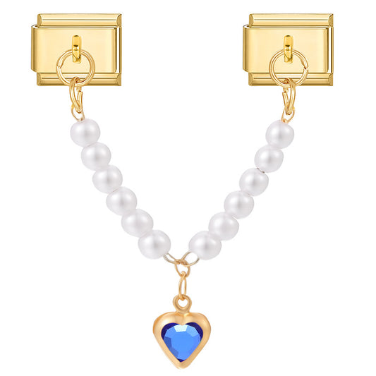 Gemstone heart-shaped pearl chain