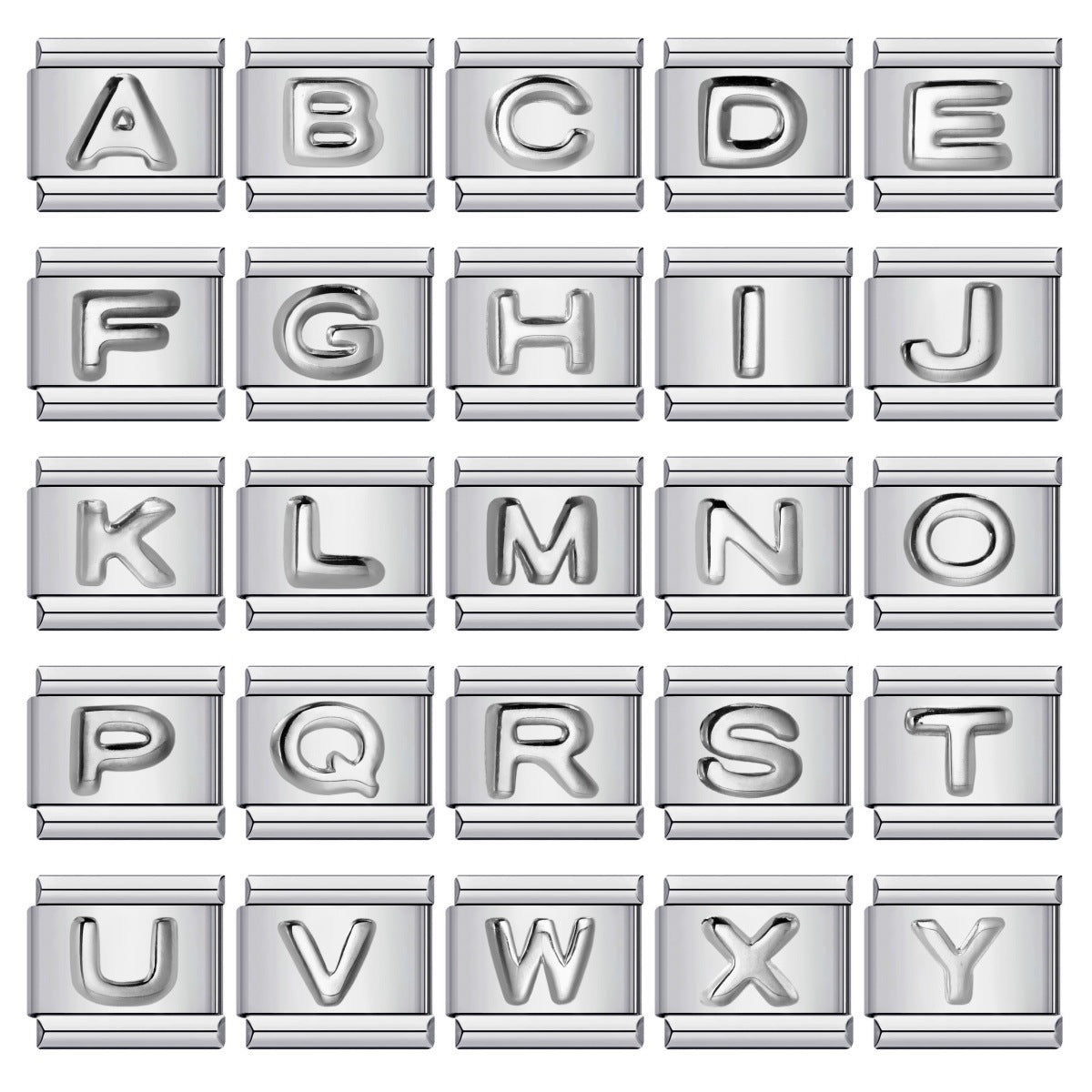 Letter A-Z in Silver, on Silver