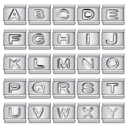 Letter A-Z in Silver, on Silver
