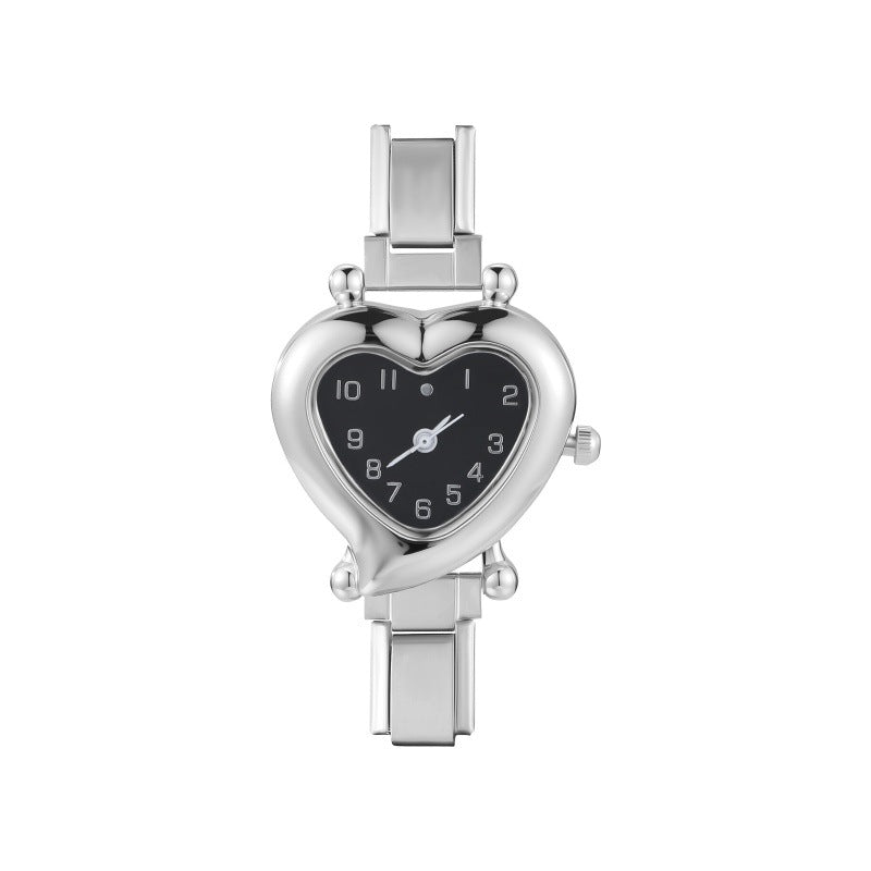 Charm Watch-Silver Heart-shaped Dial