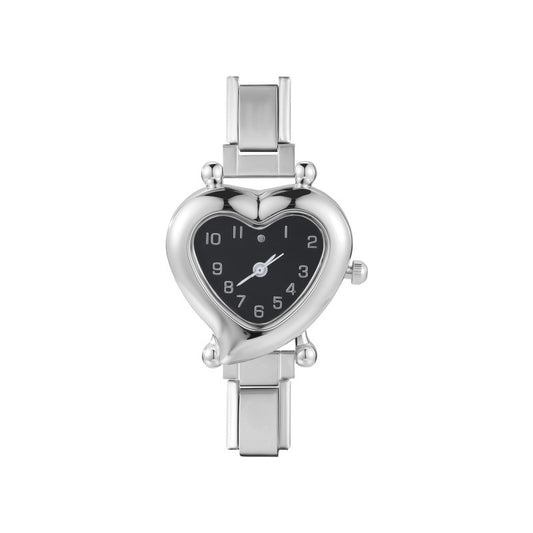 Charm Watch-Silver Heart-shaped Dial