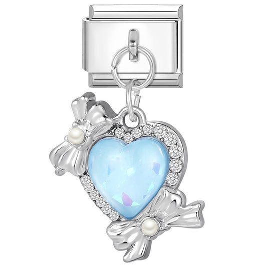 Blue diamond heart bow tie