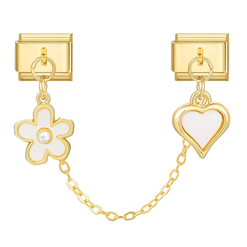 White heart-shaped flower chain