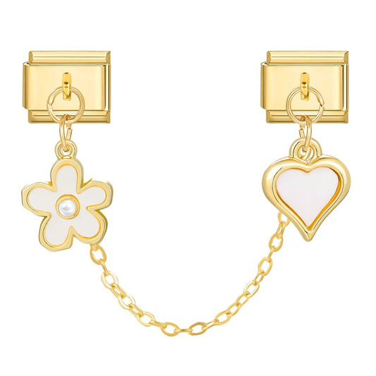 White heart-shaped flower chain