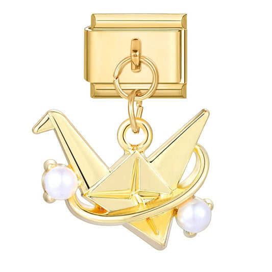 Golden Pearl Paper Crane