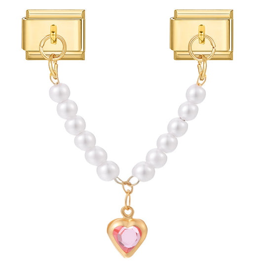 Gemstone heart-shaped pearl chain