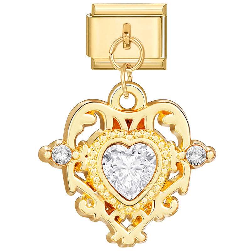 Lace white diamond heart