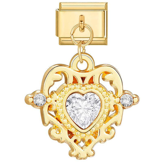 Lace white diamond heart