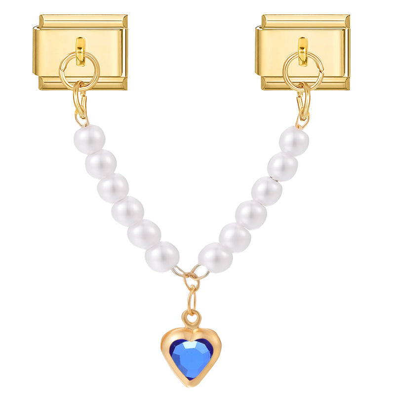 Gemstone heart-shaped pearl chain