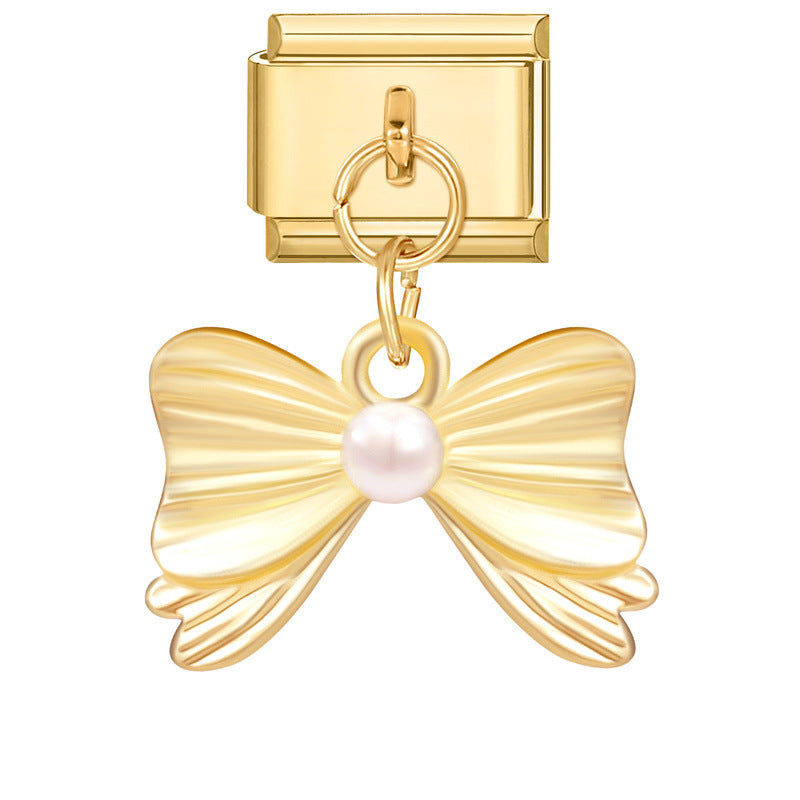 Golden pearl bow tie