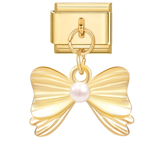 Golden pearl bow tie