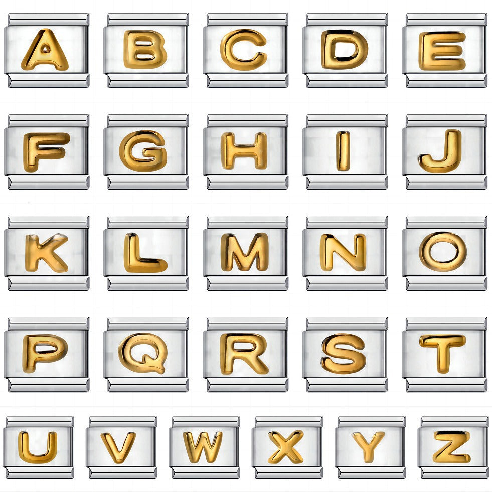 Letter A-Z in Gold, on Silver
