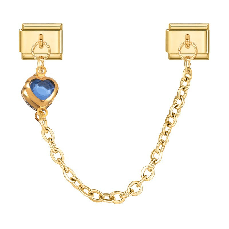 Gold Colored gemstone single heart chain