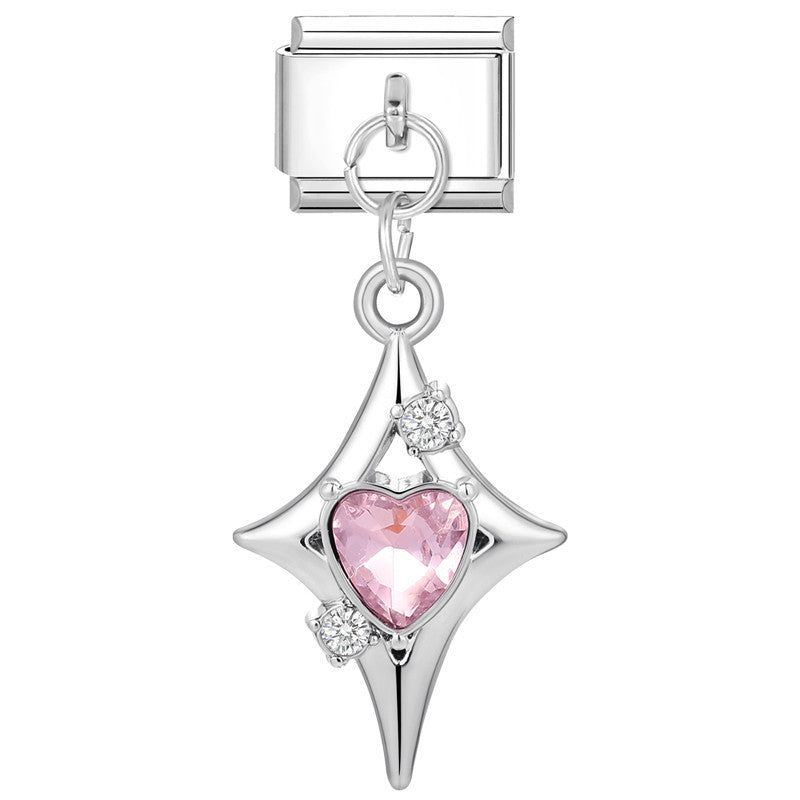 Pink diamond heart four-pointed star