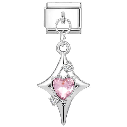 Pink diamond heart four-pointed star
