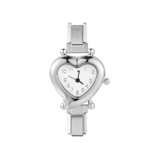 Charm Watch-Silver Heart-shaped Dial