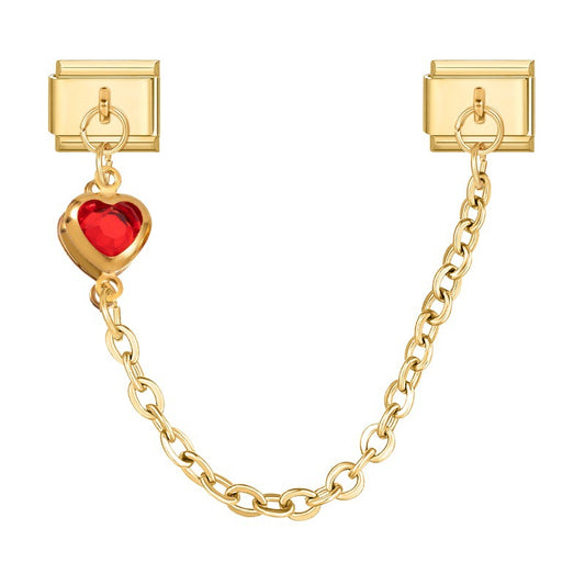 Gold Colored gemstone single heart chain