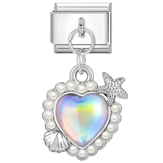 Colored diamond and pearl heart