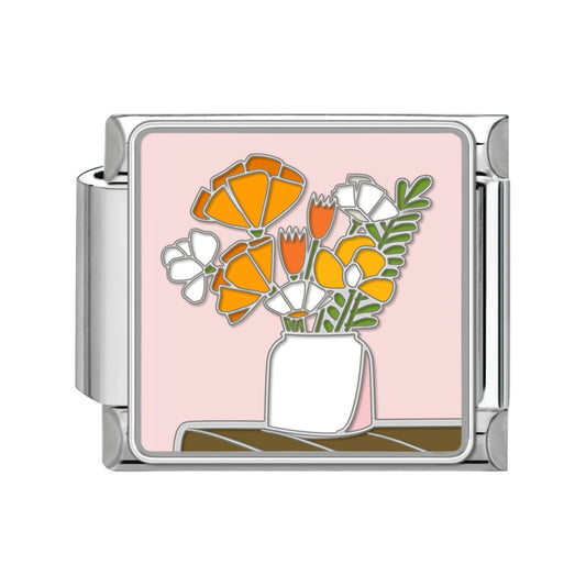 Orange daisy flower vase