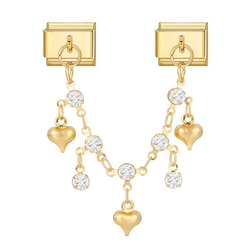 Three heart white diamond chain