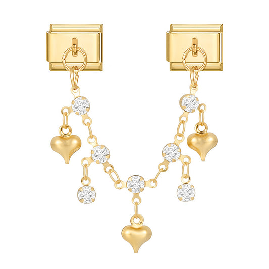 Three heart white diamond chain