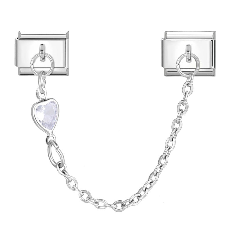 White Diamond Heart Chain