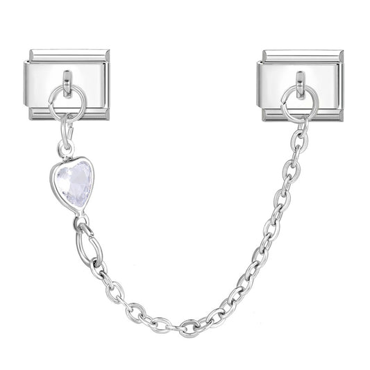 White Diamond Heart Chain