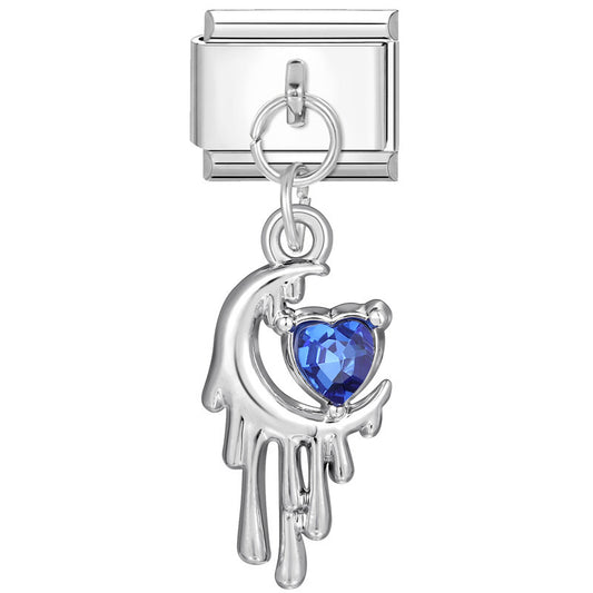 Blue diamond heart moon