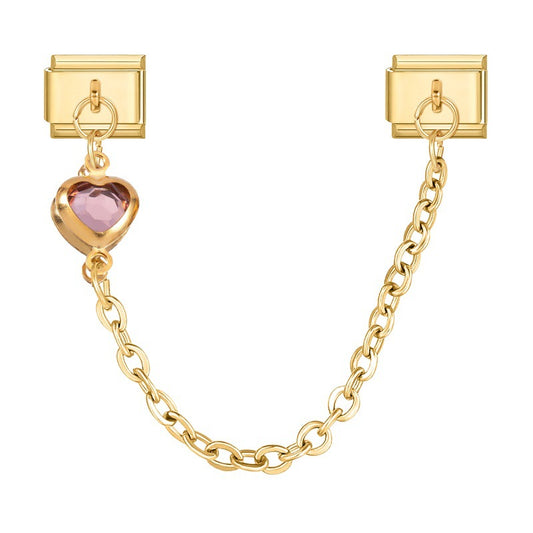 Gold Colored gemstone single heart chain