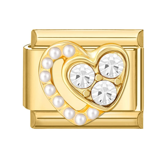 White diamond pearl heart