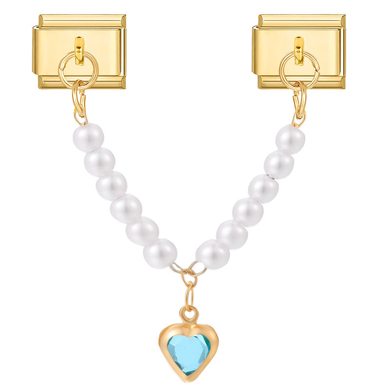 Gemstone heart-shaped pearl chain