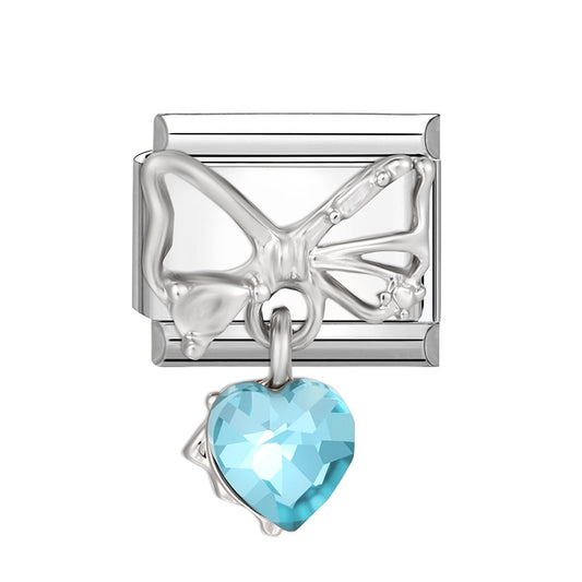 Blue diamond heart bow tie